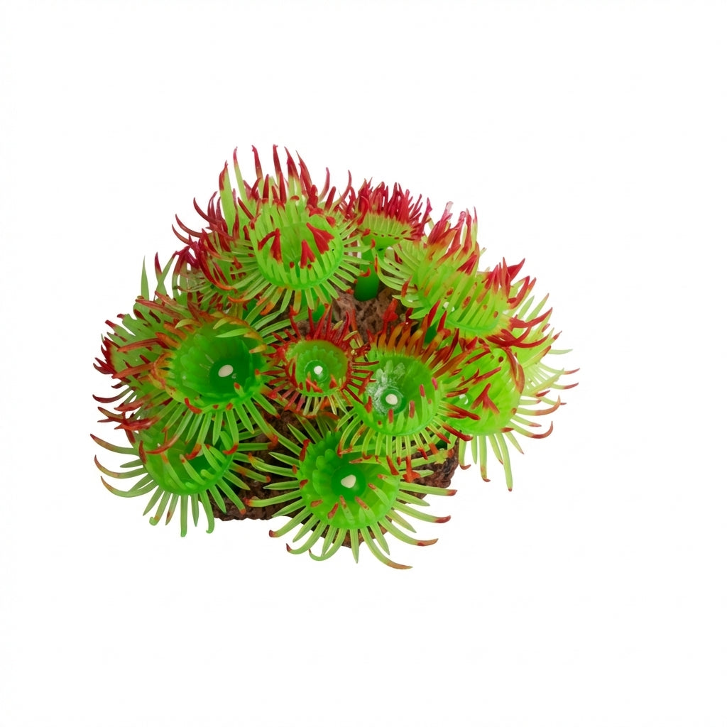 TPR Aquarium Sea Anemone Ornament with Stone Base – 0450 Series