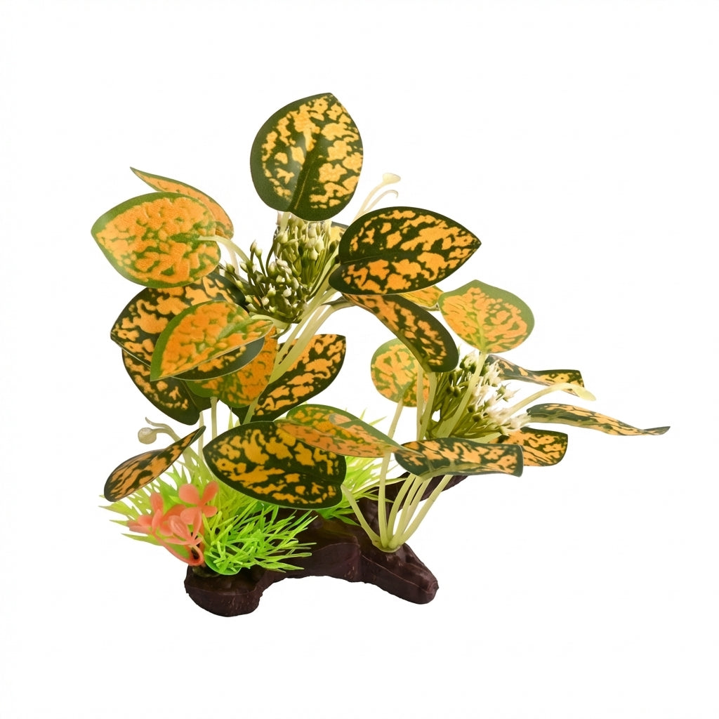 Artificial Aquarium Fabric Leaf Plant Ornament with Plastic Base – 140 Series