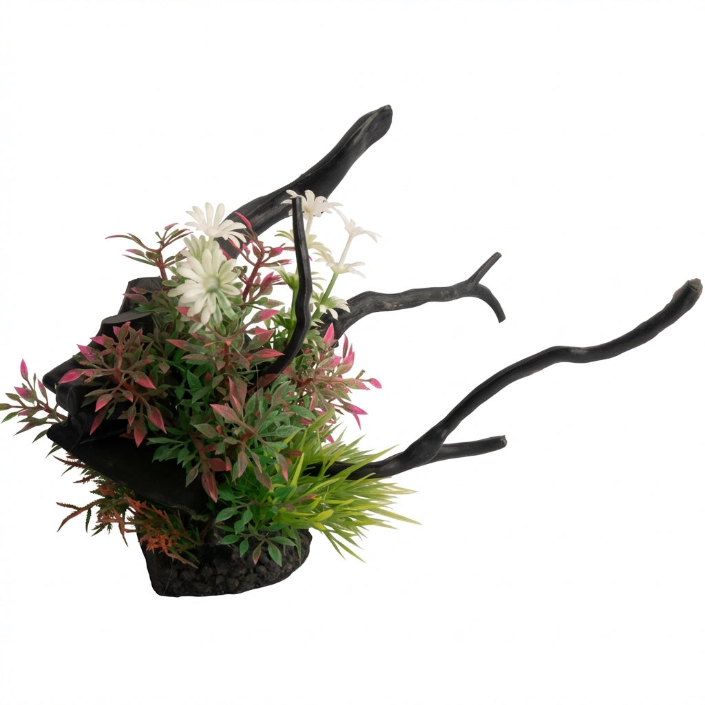 Artificial Aquarium Branch Plant Ornament with Resin Base – Model 16201
