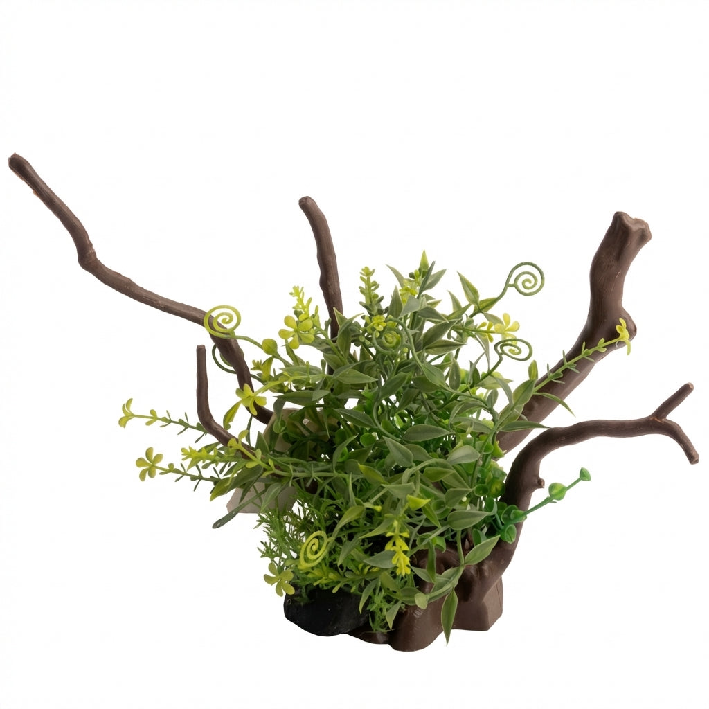 Artificial Aquarium Branch Plant Ornament with Resin Base – Model 21252