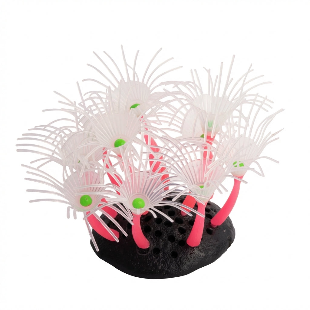 Silicone Begonia Flower Aquarium Ornament with TPR Base – 7715 Series