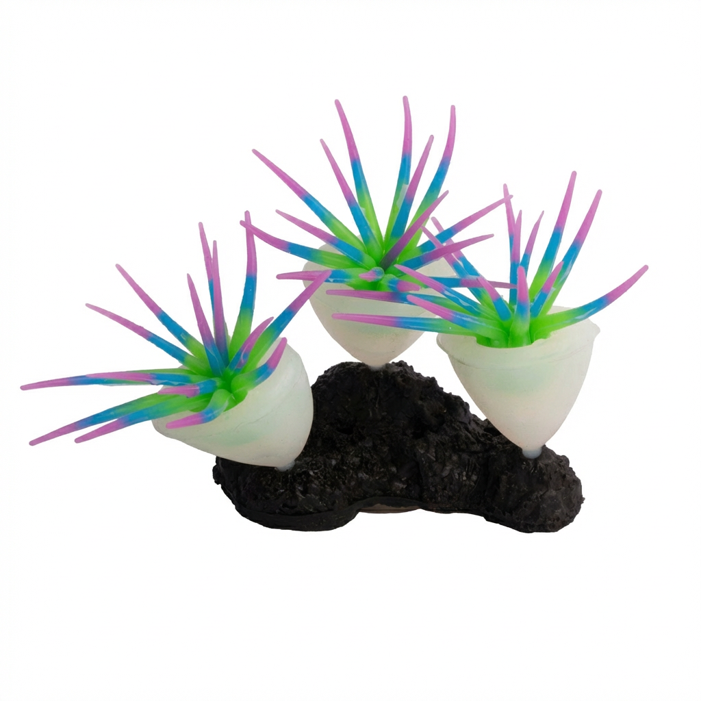 Silicone Sea Anemone Aquarium Ornament with TPR Base