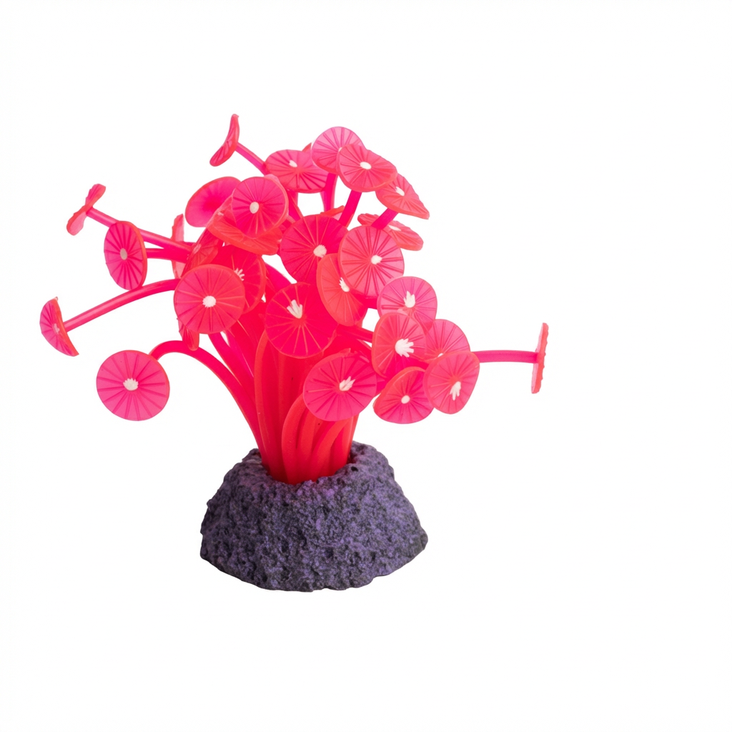 TPR Lotus Flower & Leaf Aquarium Ornament with Resin Base – 8416 Series