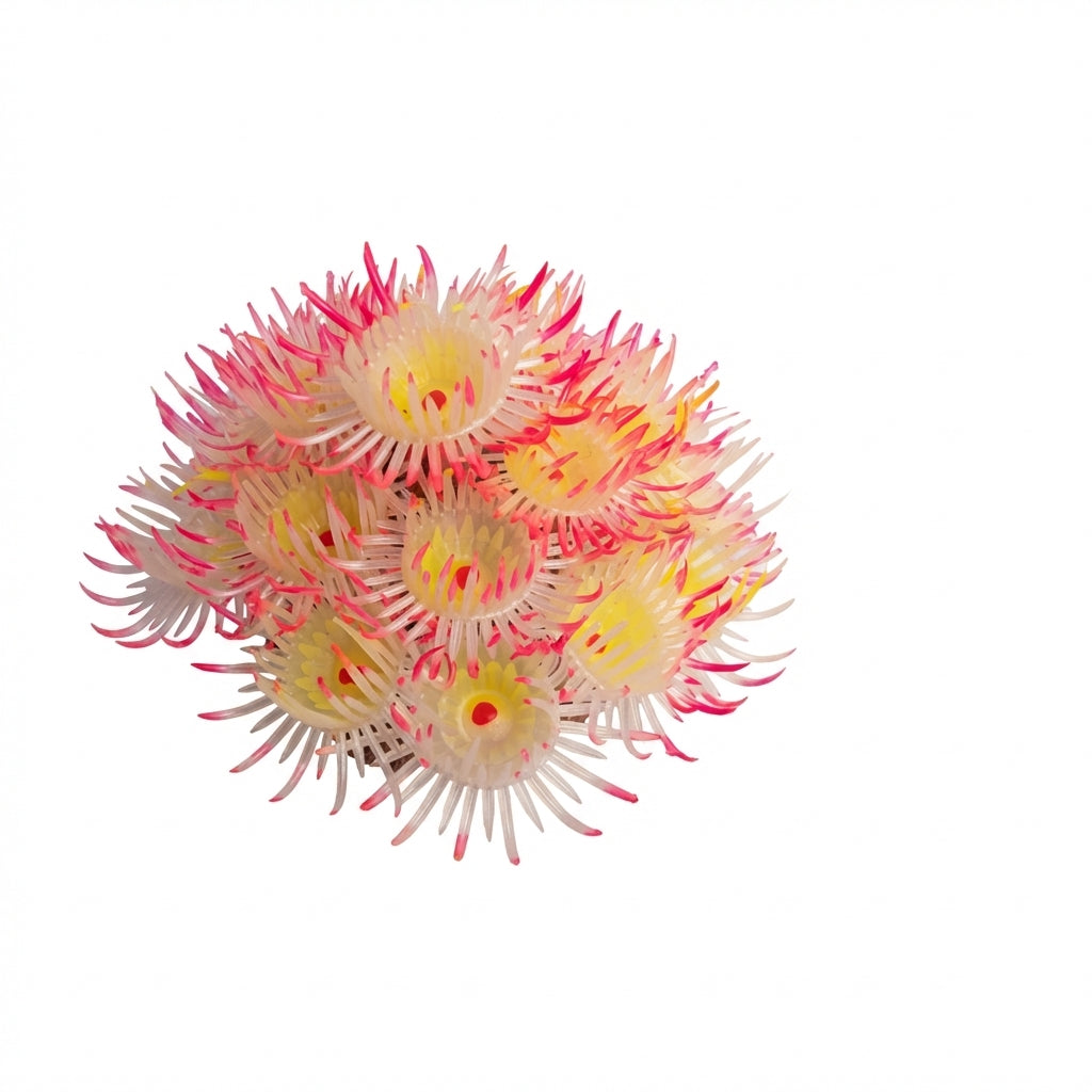 TPR Aquarium Sea Anemone Ornament with Stone Base – 0450 Series