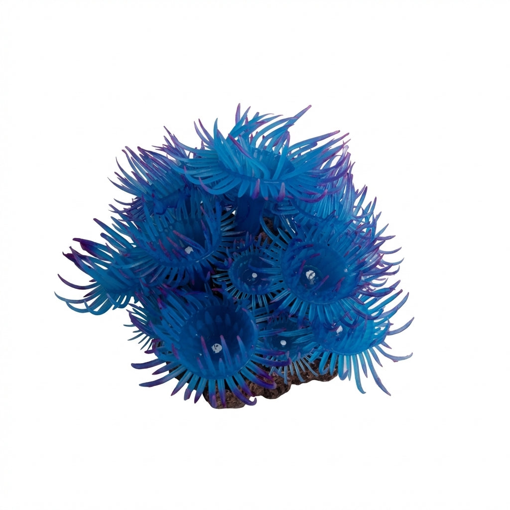 TPR Aquarium Sea Anemone Ornament with Stone Base – 0450 Series