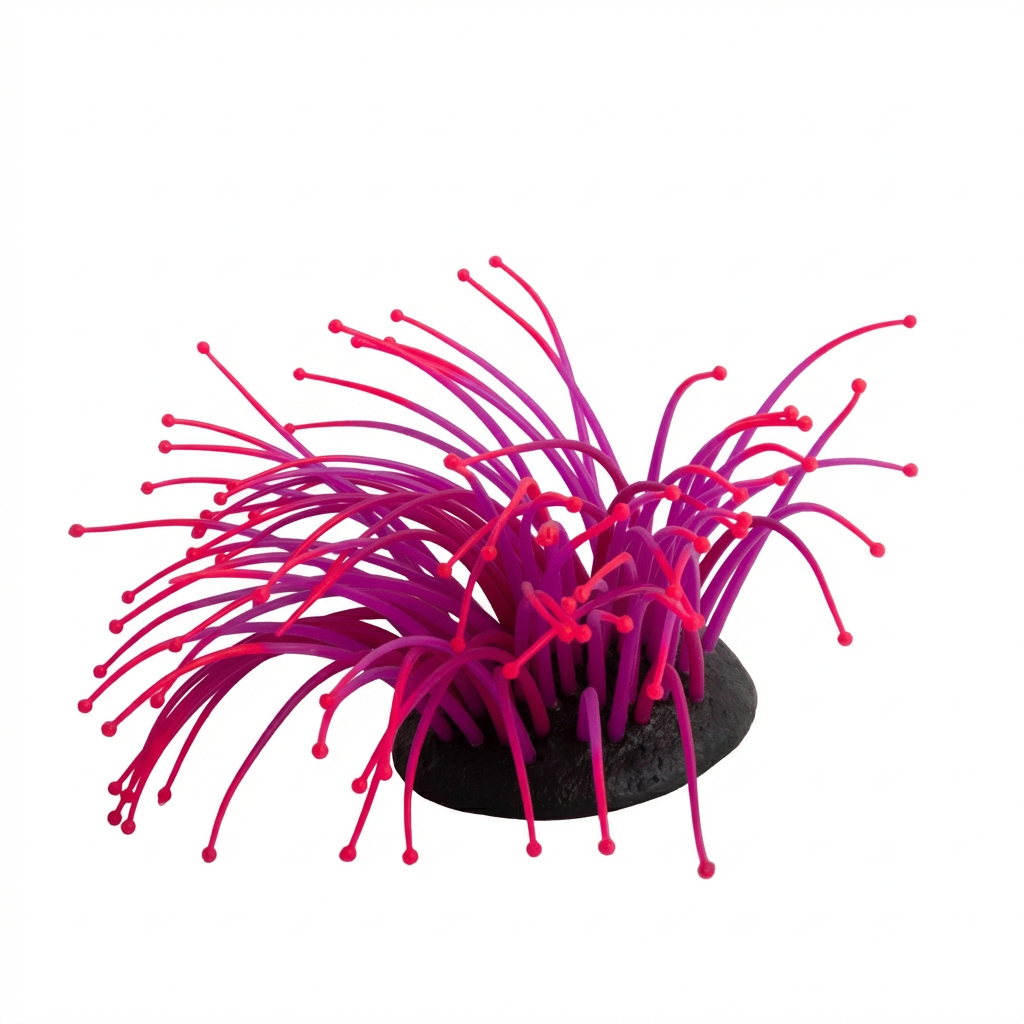 Silicone Tentacle Sea Anemone Aquarium Ornament with TPR Base – 1013 Series