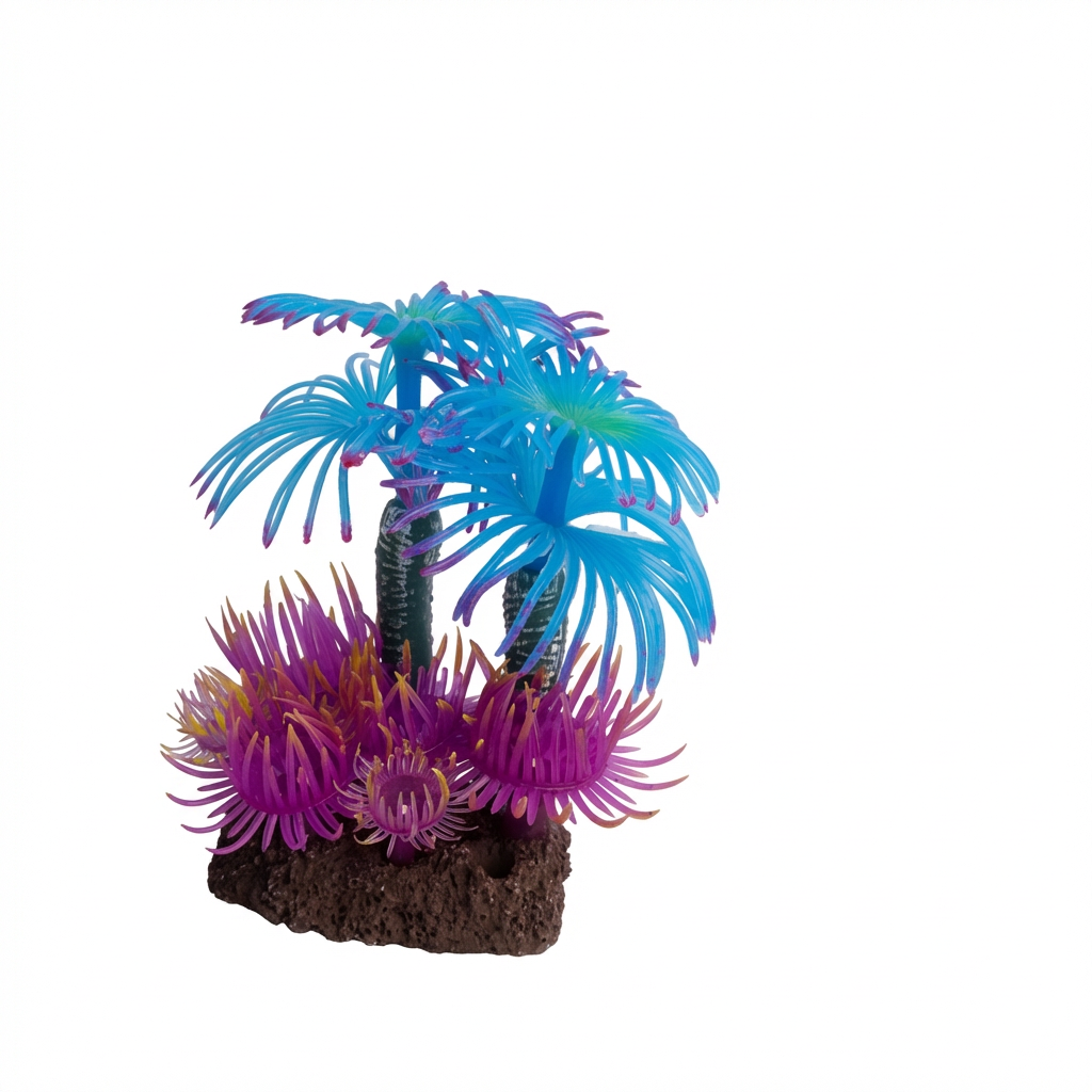TPR Coral Tree Aquarium Ornament with Stone Base – 1101 Series