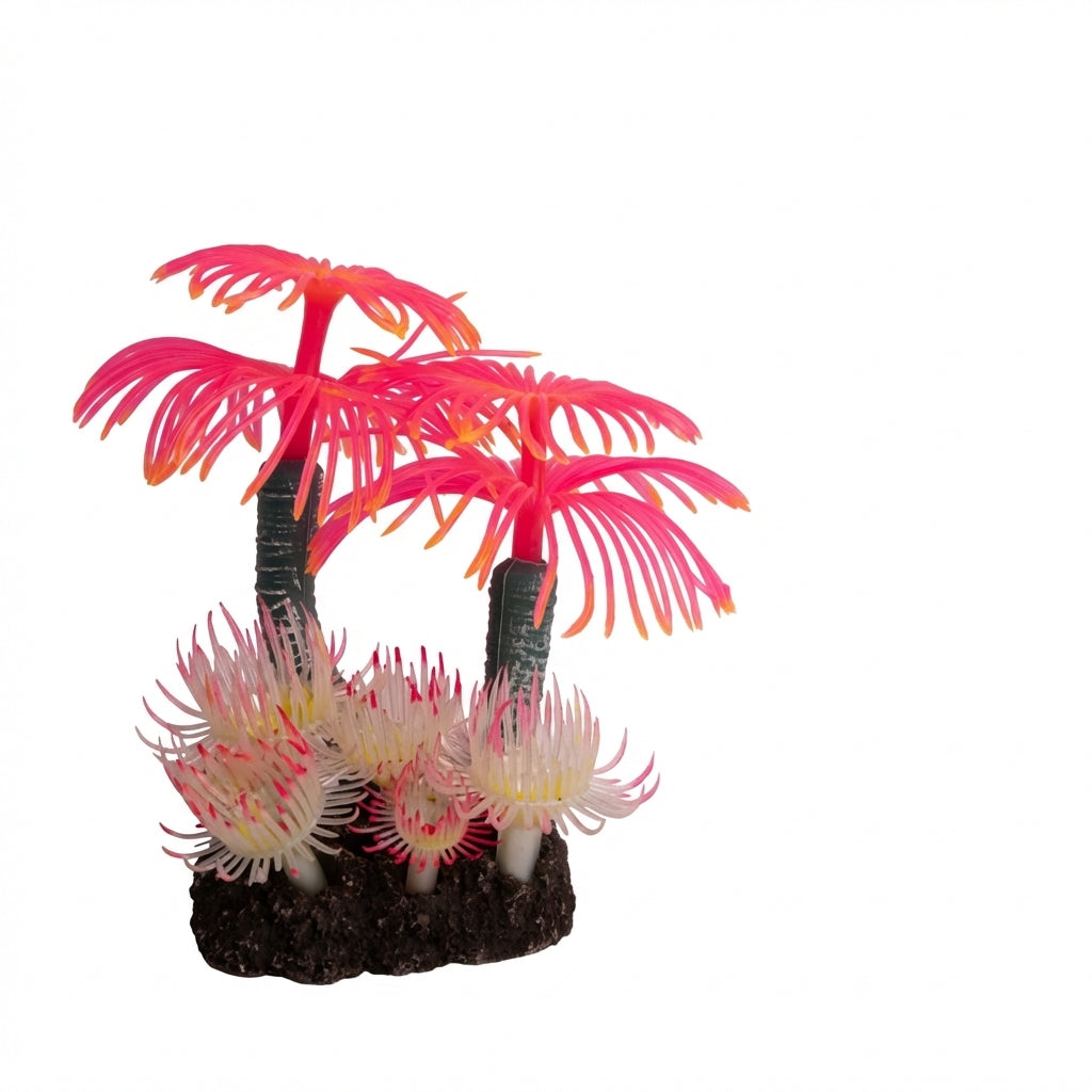 TPR Coral Tree Aquarium Ornament with Stone Base – 1101 Series