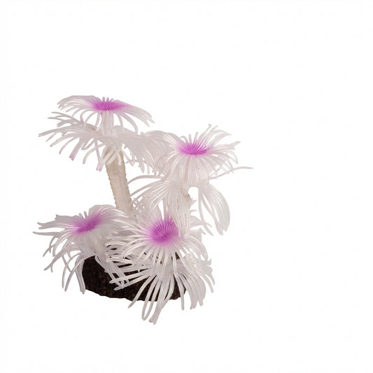 TPR Sea Anemone Aquarium Ornament with Stone Base