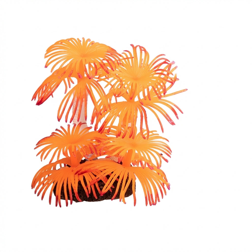 TPR Sea Anemone Aquarium Ornament with Stone Base