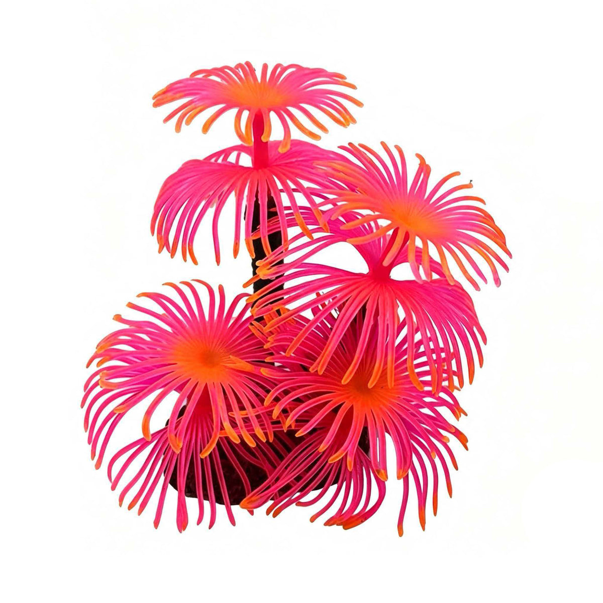 TPR Sea Anemone Aquarium Ornament with Stone Base