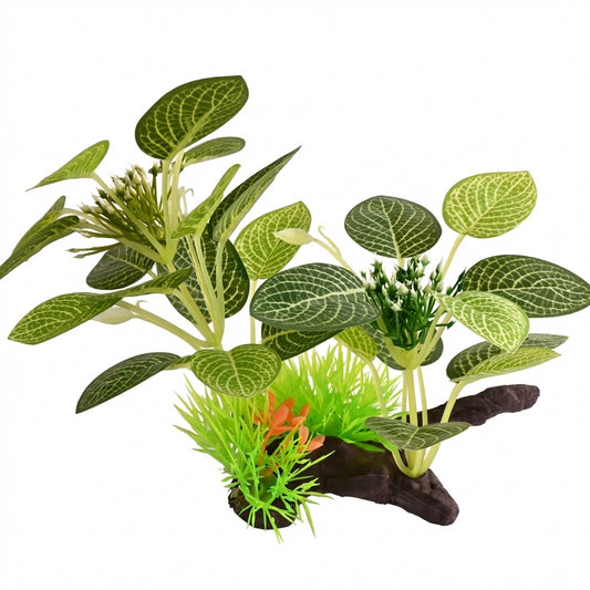 Artificial Aquarium Fabric Leaf Plant Ornament with Plastic Base – 140 Series