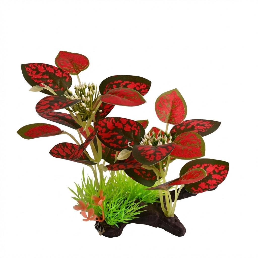 Artificial Aquarium Fabric Leaf Plant Ornament with Plastic Base – 140 Series