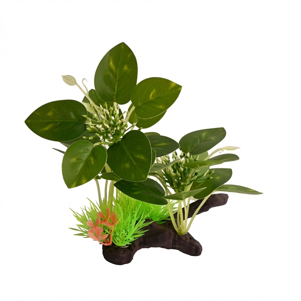Artificial Aquarium Fabric Leaf Plant Ornament with Plastic Base – 140 Series