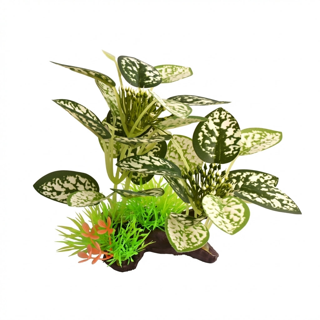 Artificial Aquarium Fabric Leaf Plant Ornament with Plastic Base – 140 Series