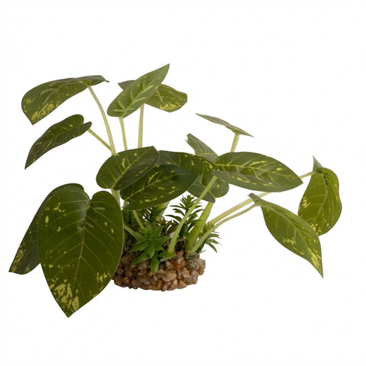 Artificial Aquarium Variegated Leaf Plant Ornament – Large Leaf Series