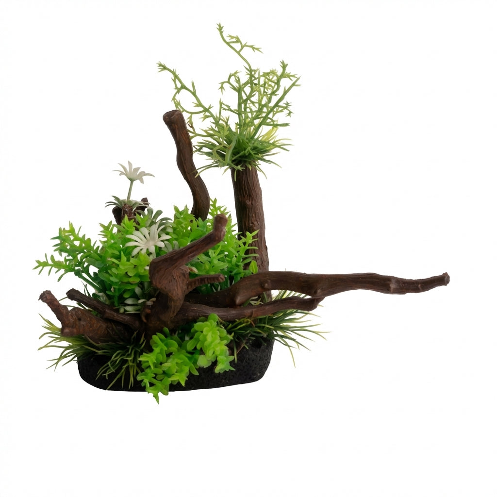 Artificial Aquarium Tree Ornament with Resin Base – Model 16161
