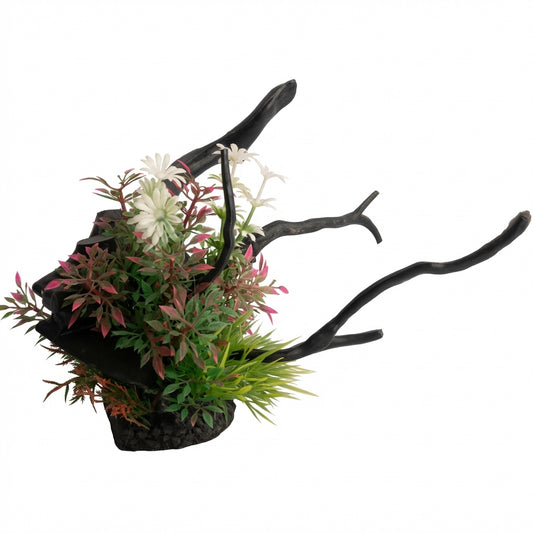 Artificial Aquarium Branch Plant Ornament with Resin Base – Model 16201