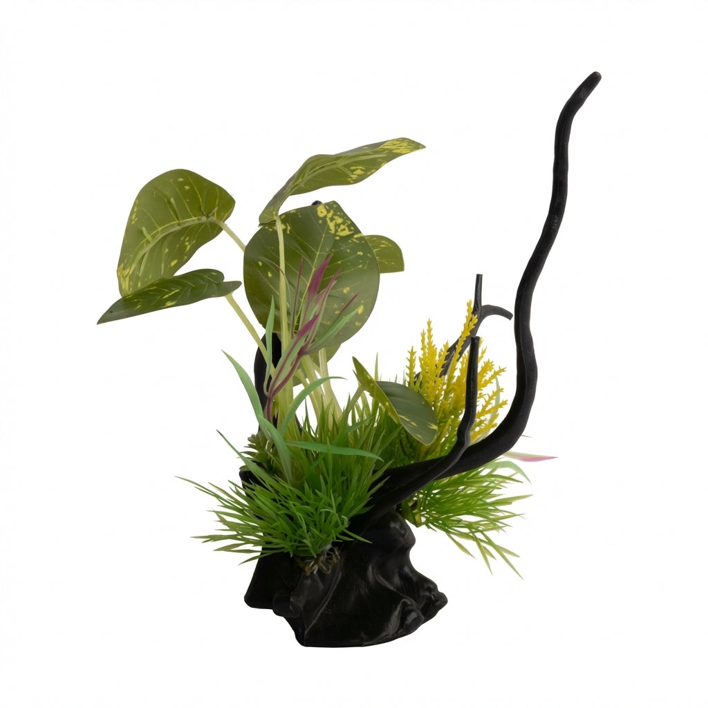 Artificial Aquarium Branch Plant Ornament with Resin Base – 181 Series
