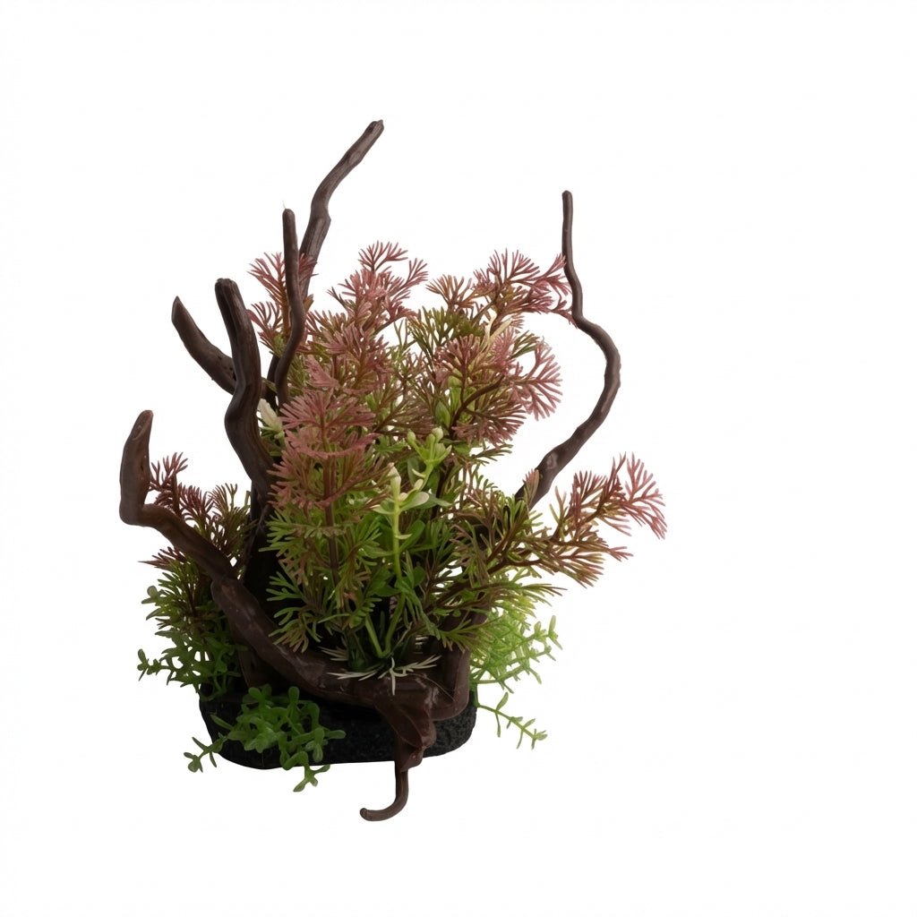 Artificial Aquarium Branch Plant Ornament with Resin Base – 18 Series