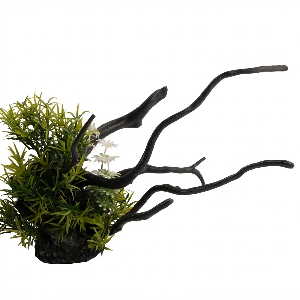 Artificial Aquarium Extended Branch Plant Ornament with Resin Base – 203 Series