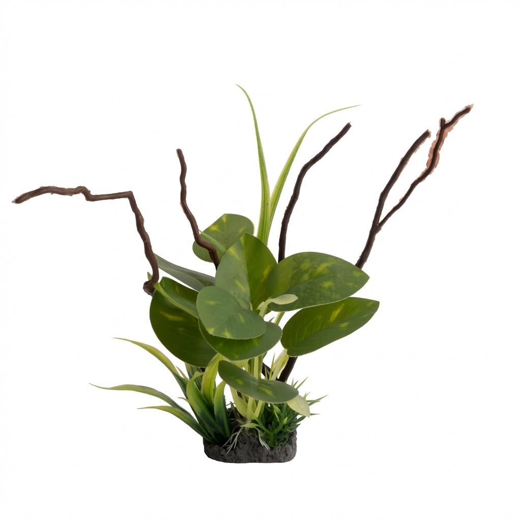 Artificial Aquarium Branch Plant Ornament with Resin Base – 204 Medium Series