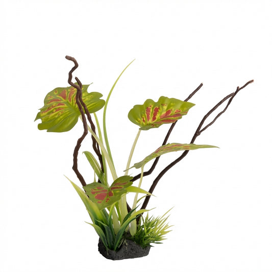 Artificial Aquarium Branch Plant Ornament with Resin Base – 204 Leaf Series