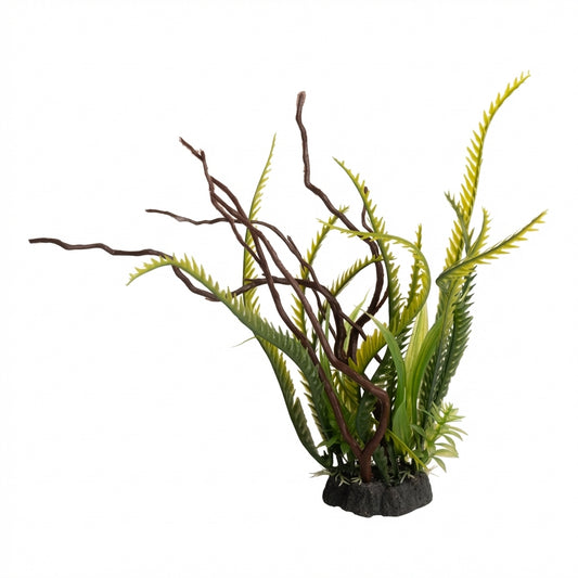 Artificial Aquarium Upright Branch Plant Ornament with Resin Base – Model 24570