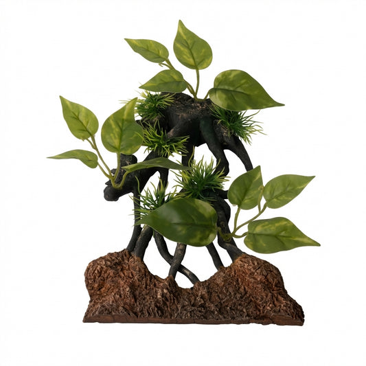 Resin Reptile Tree Decoration with Artificial Leaves