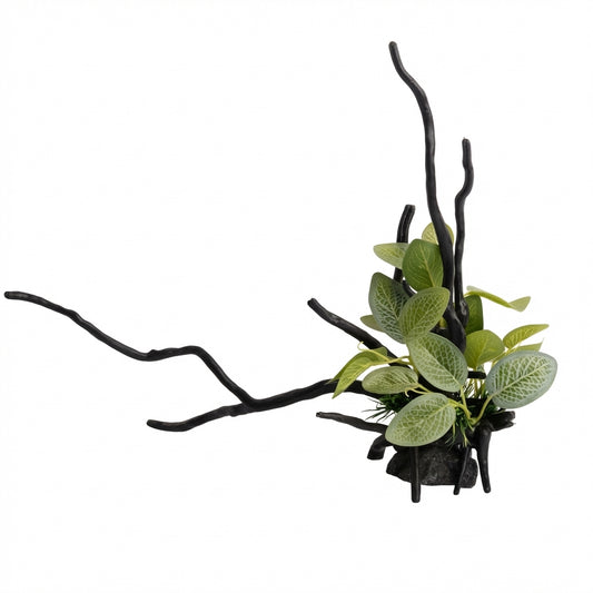 Artificial Aquarium Extended Branch Plant Ornament with Resin Base – Model 28341