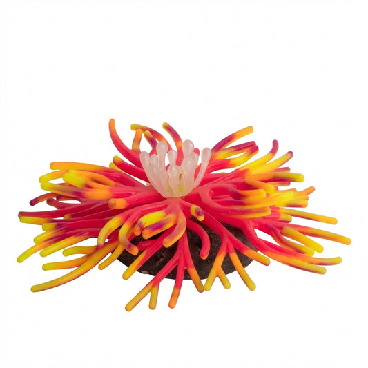 Silicone Aquarium Sea Anemone Ornament with Stone Base – 413 Series