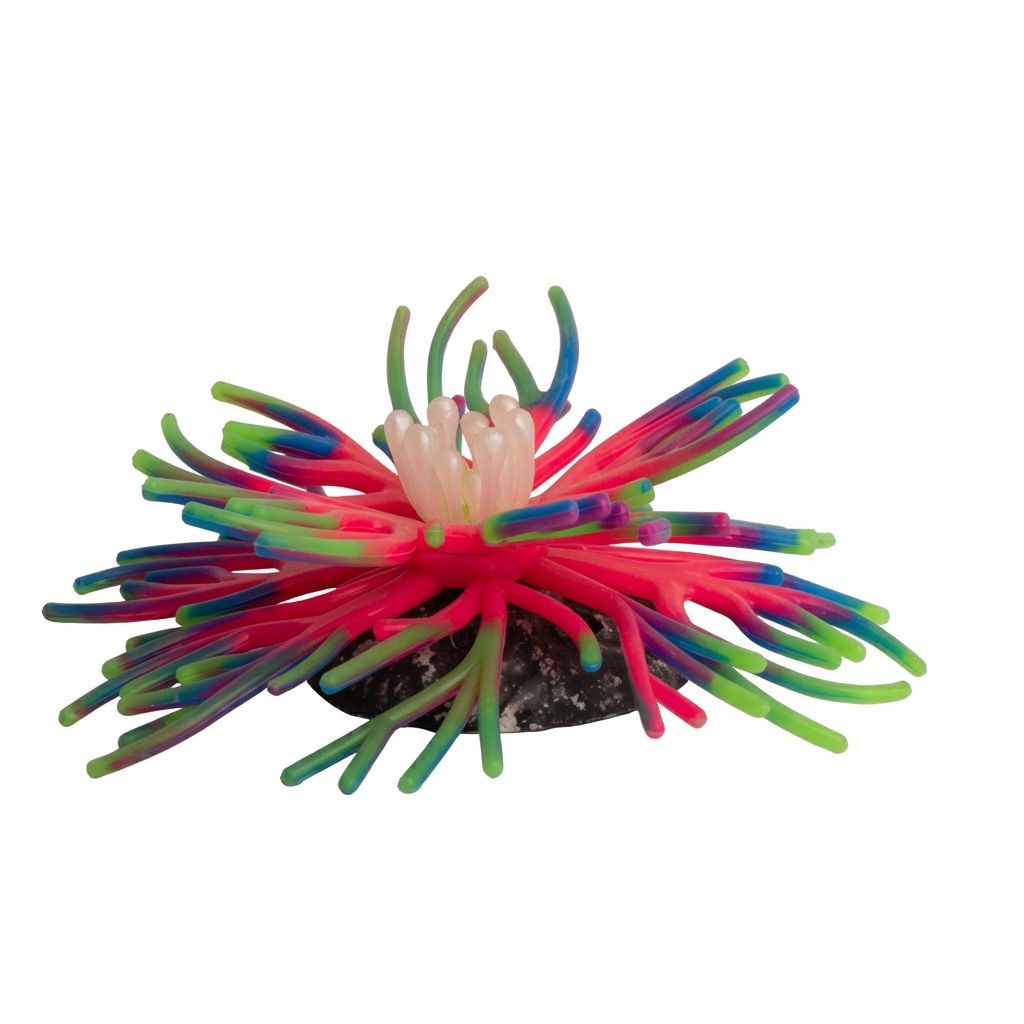Silicone Aquarium Sea Anemone Ornament with Stone Base – 413 Series