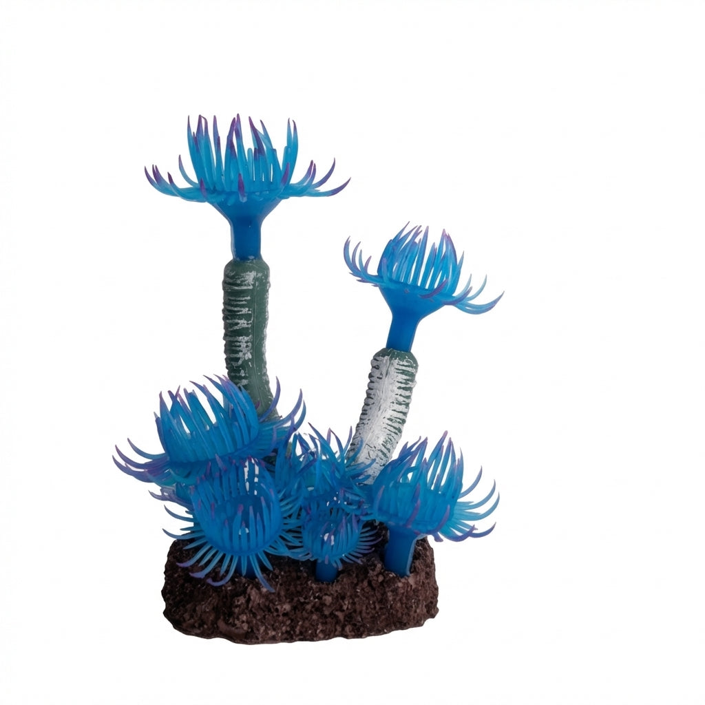 TPR Aquarium Upright Sea Anemone Ornament with Stone Base – 5500 Series