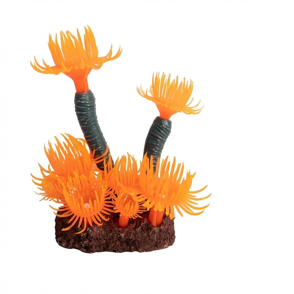 TPR Aquarium Upright Sea Anemone Ornament with Stone Base – 5500 Series