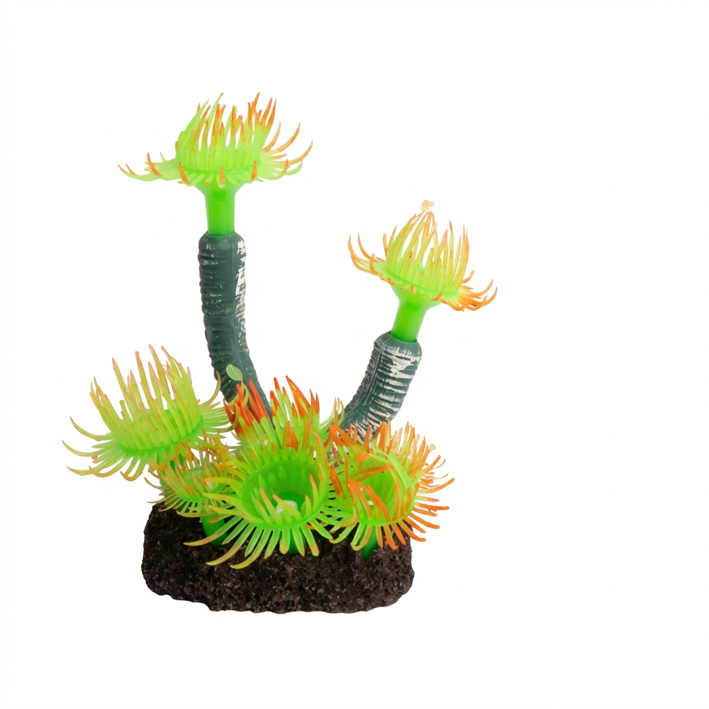 TPR Aquarium Upright Sea Anemone Ornament with Stone Base – 5500 Series