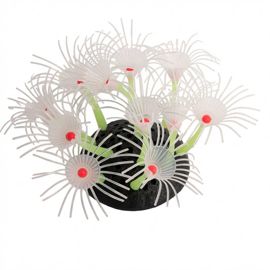 Silicone Begonia Flower Aquarium Ornament with TPR Base – 7715 Series