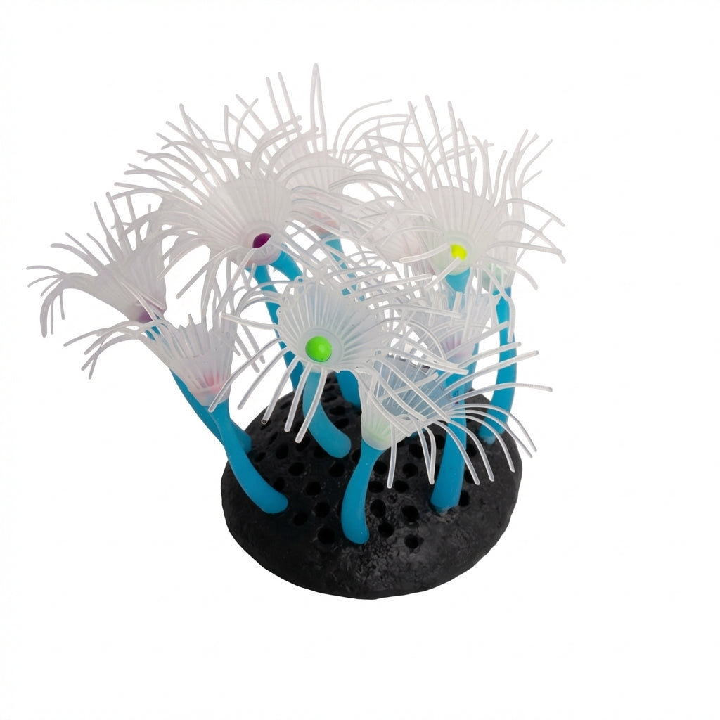 Silicone Begonia Flower Aquarium Ornament with TPR Base – 7715 Series