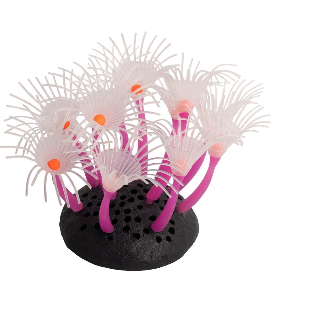 Silicone Begonia Flower Aquarium Ornament with TPR Base – 7715 Series