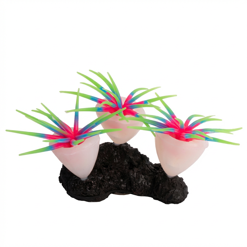 Silicone Sea Anemone Aquarium Ornament with TPR Base