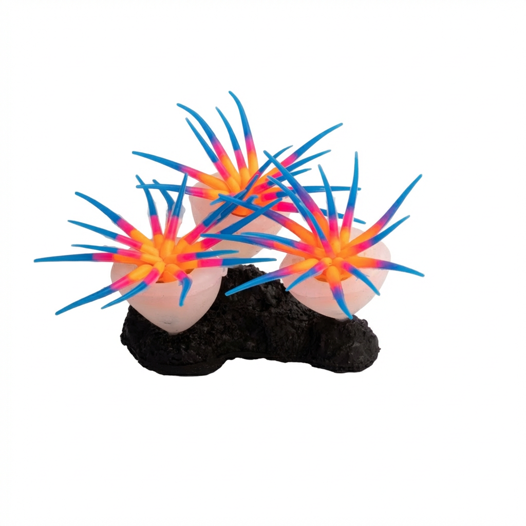 Silicone Sea Anemone Aquarium Ornament with TPR Base
