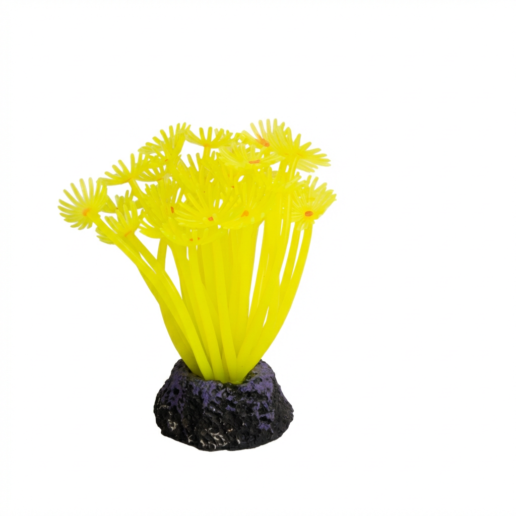 TPR Lotus Flower & Leaf Aquarium Ornament with Resin Base – 8416 Series