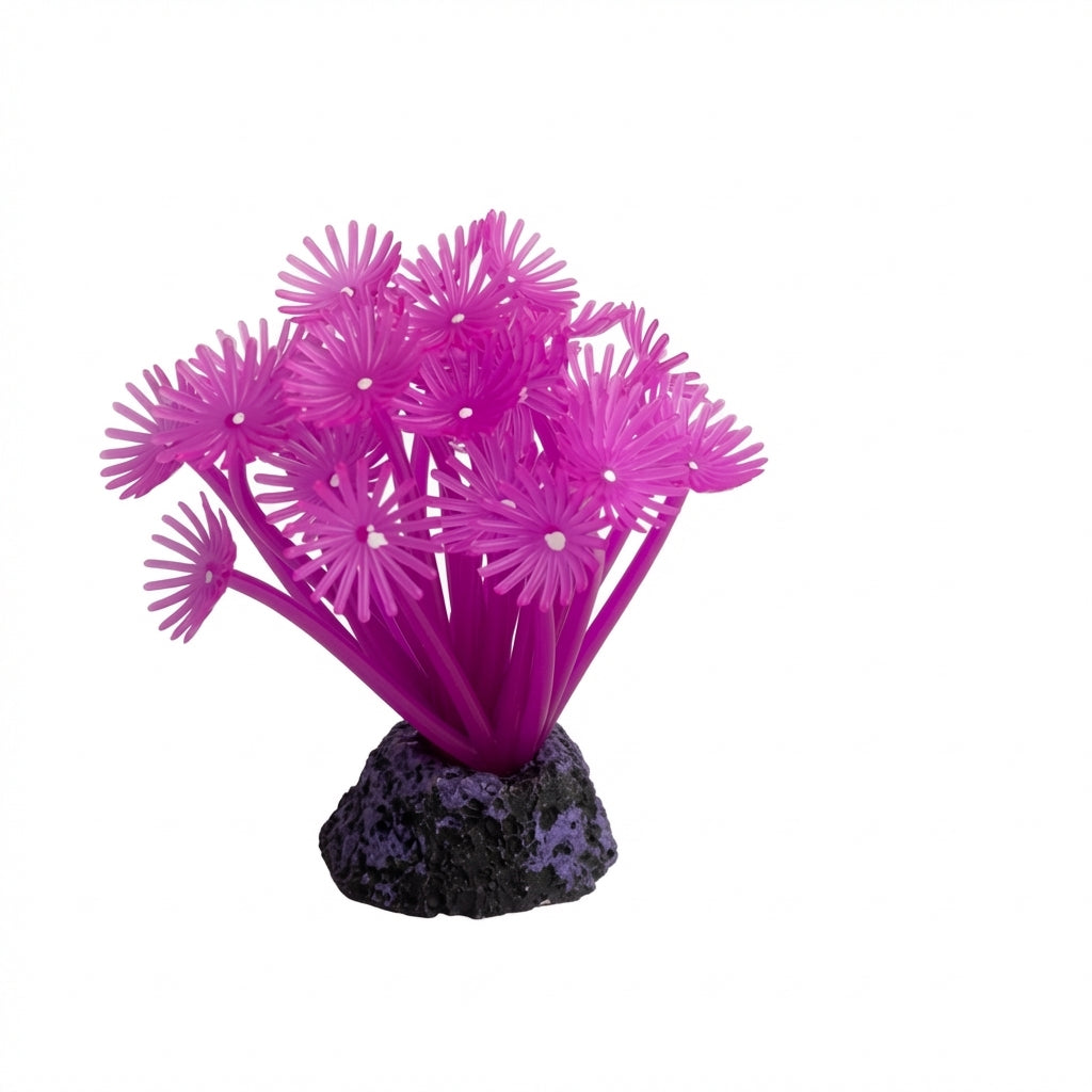 TPR Lotus Flower & Leaf Aquarium Ornament with Resin Base – 8416 Series