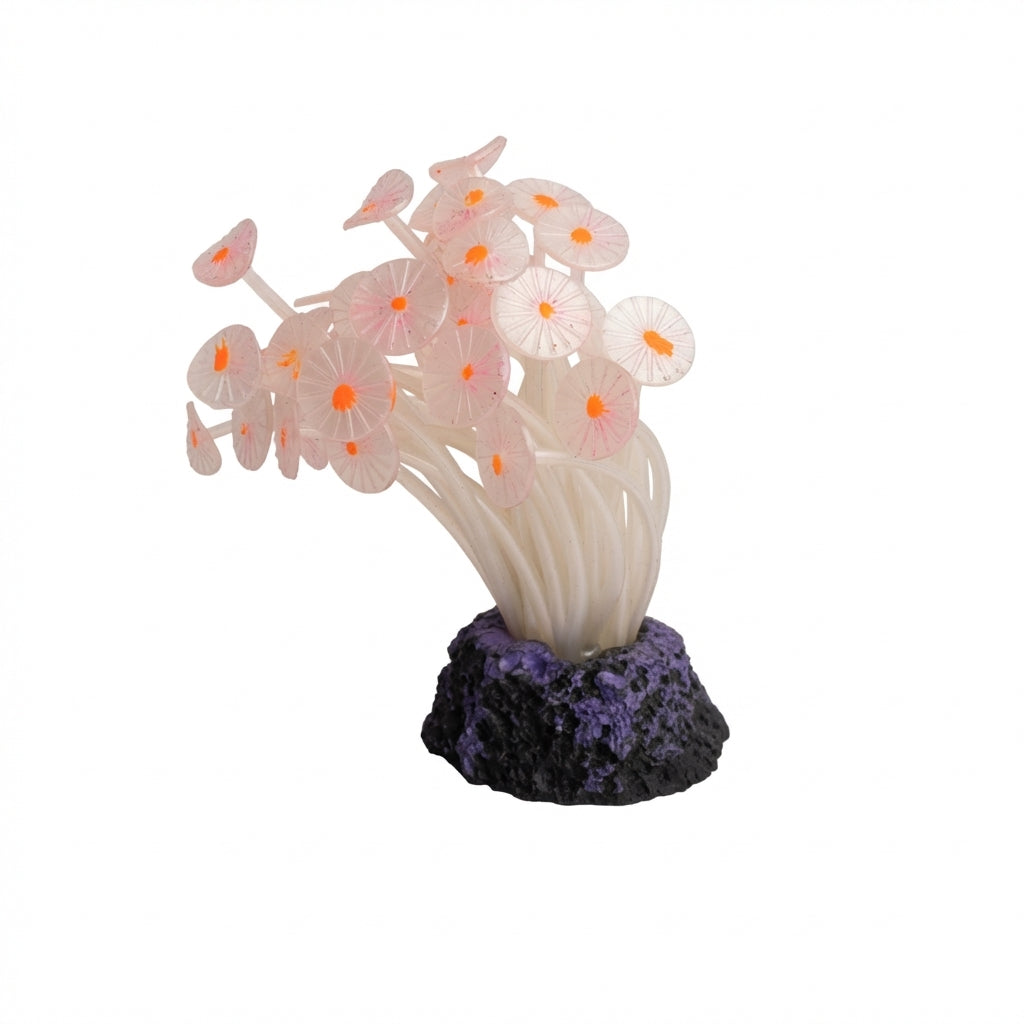 TPR Lotus Flower & Leaf Aquarium Ornament with Resin Base – 8416 Series