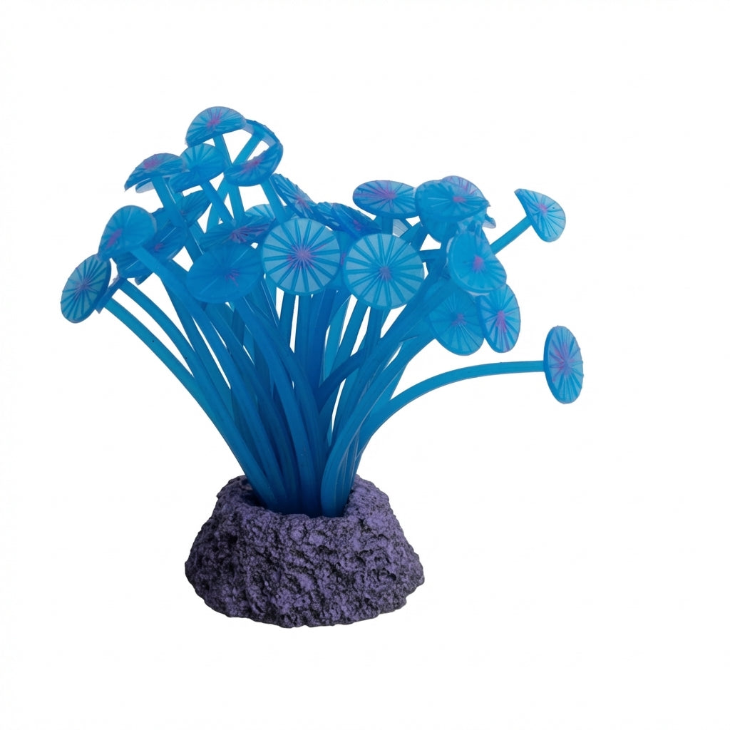 TPR Lotus Flower & Leaf Aquarium Ornament with Resin Base – 8416 Series