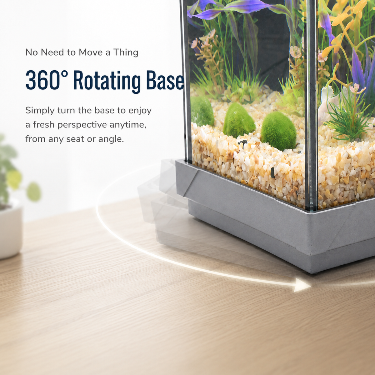1.83 Gallon Rotating Glass Aquarium Kit with LED Light