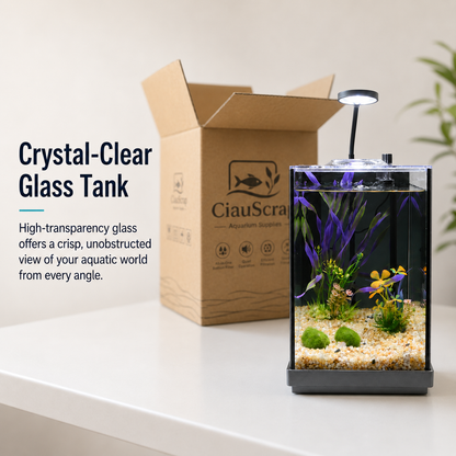 1.83 Gallon Rotating Glass Aquarium Kit with LED Light
