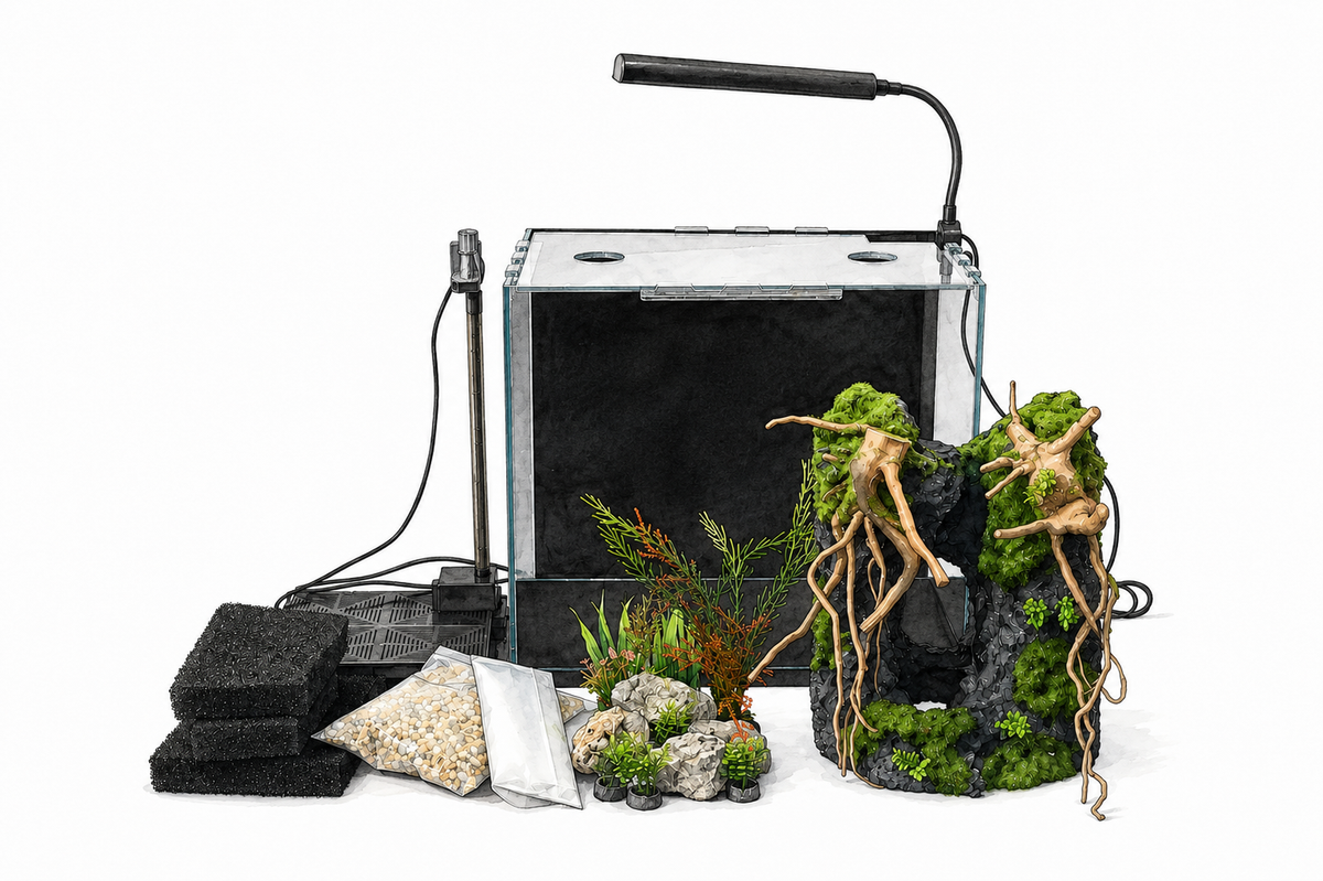 5.75 Gallon Glass Aquarium Kit with Flowing Sand Waterfall